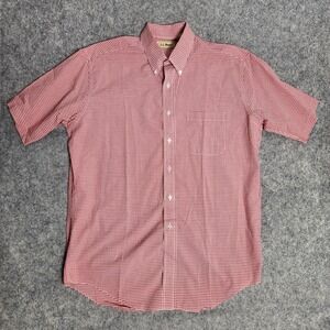 LL Bean VTG Button Down Shirt Men L Tall Red White Check Plaid Utility Work 90s